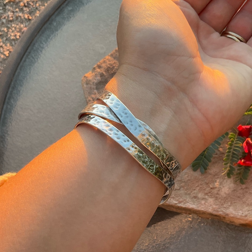 Sterling Silver Hammered Bracelet - Picture 6 of 10